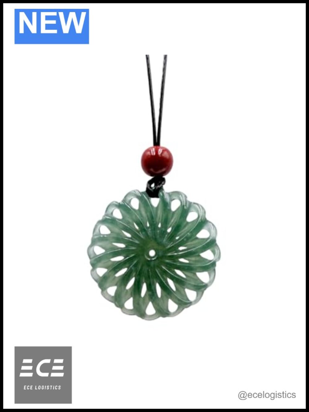 Hand-Carved Natural Jade Pendant Necklace Openwork Unisex Adjustable